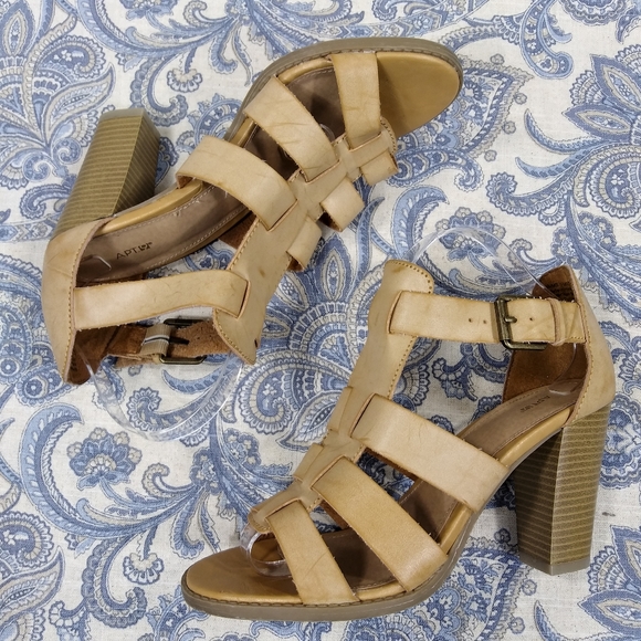 Tan Gladiator Sandal Heels - Picture 2 of 7